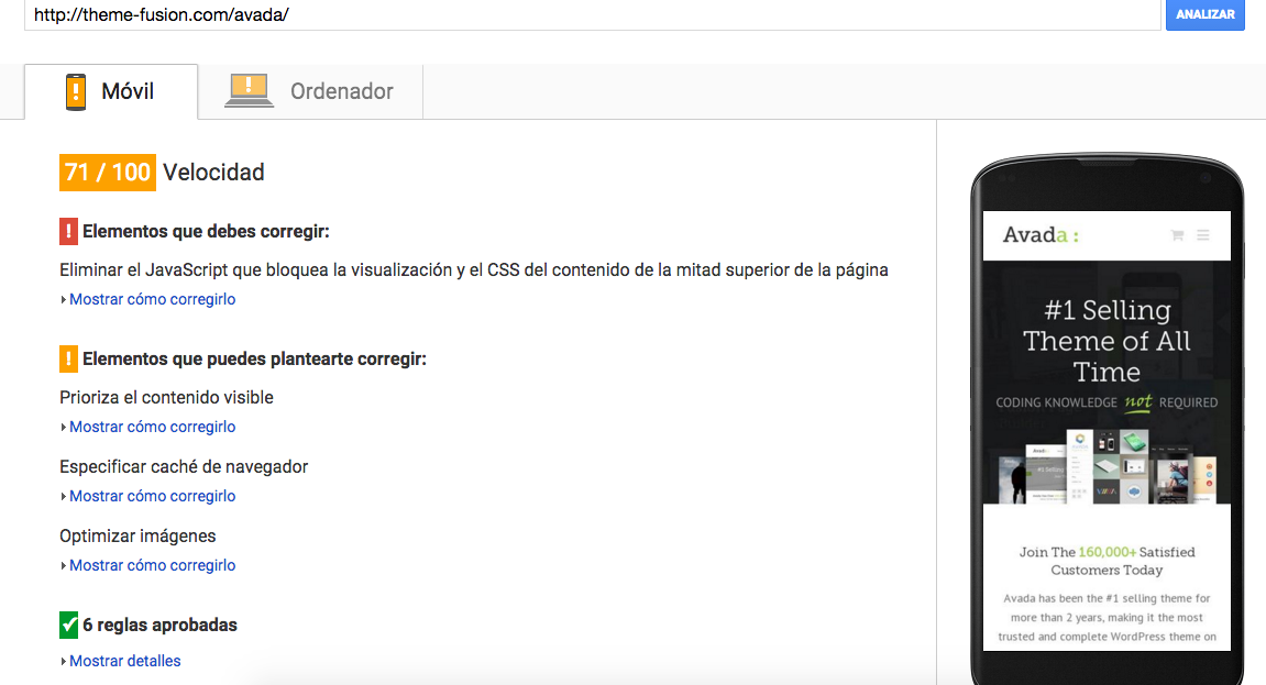 Optimización de Avada