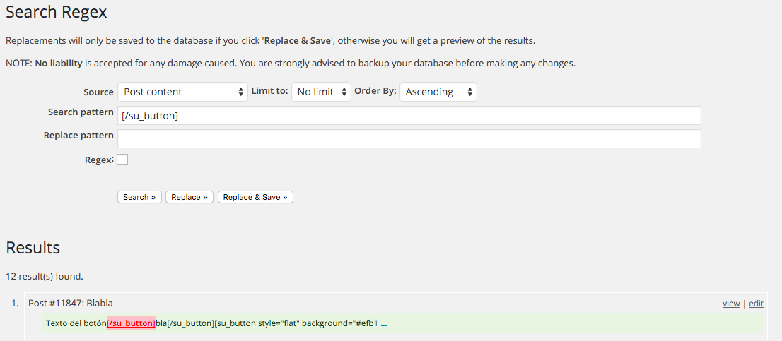 Eliminando código de Shortcode Ultimate