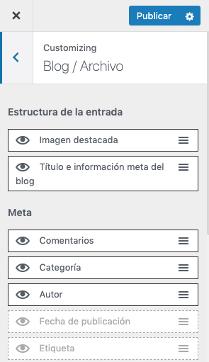 Oculta o muestra elementos en Astra