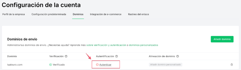 Dominio sin autenticar en MailerLite