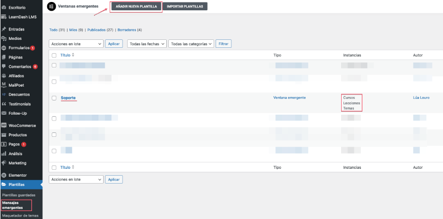 Crear popup