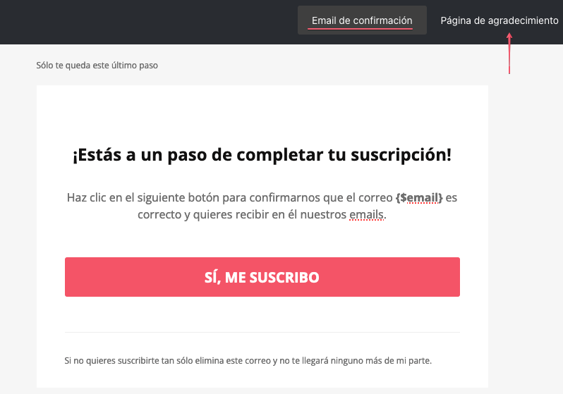 Modificar contenido del email de confirmación