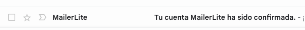 Email de confirmación MailerLite