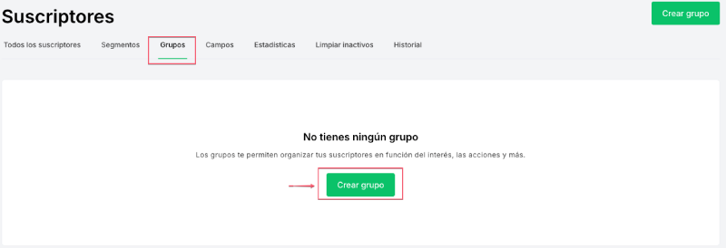 Crear un grupo de leads en MailerLite