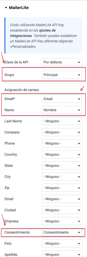 Integrar formulario de Elementor Pro con MailerLite